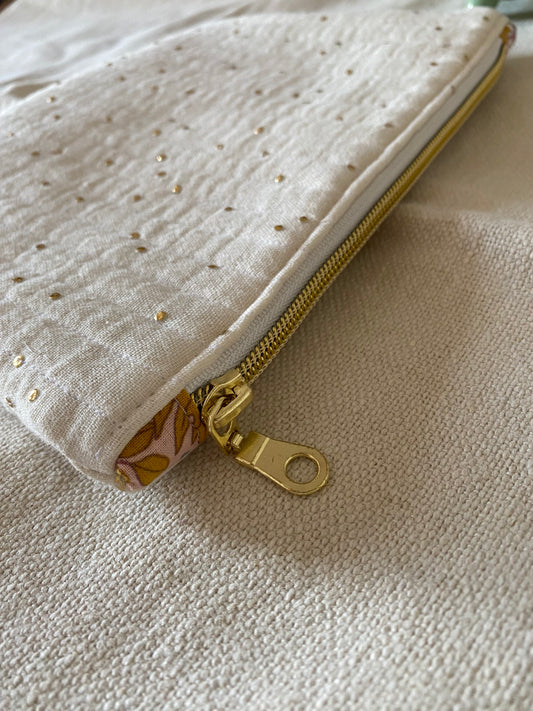 Pochette matelassée gaze de coton doré