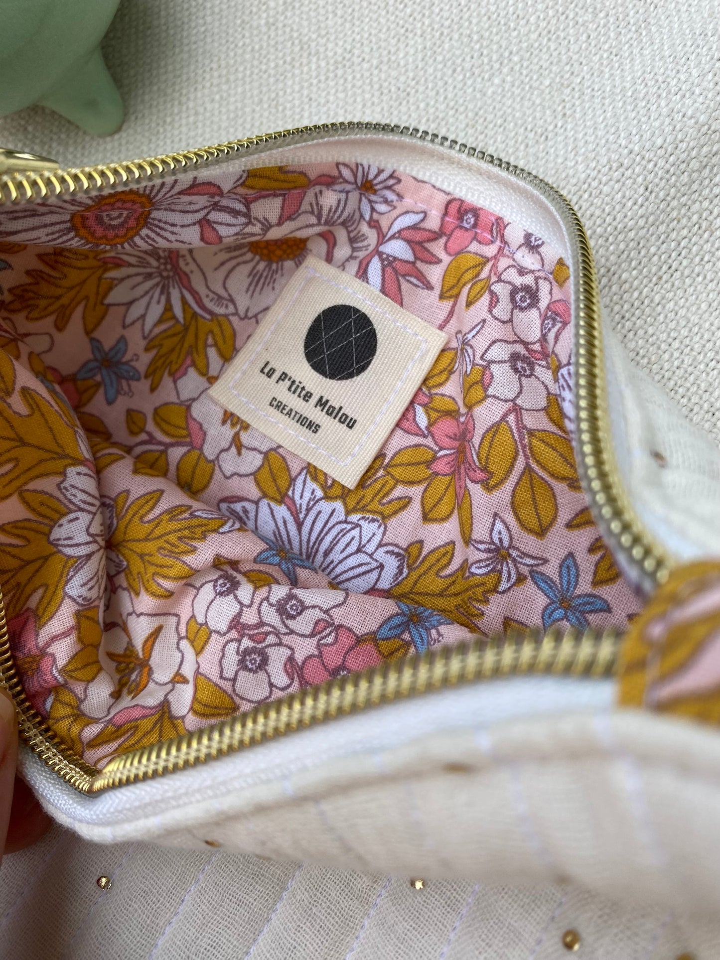 Pochette matelassée gaze de coton doré