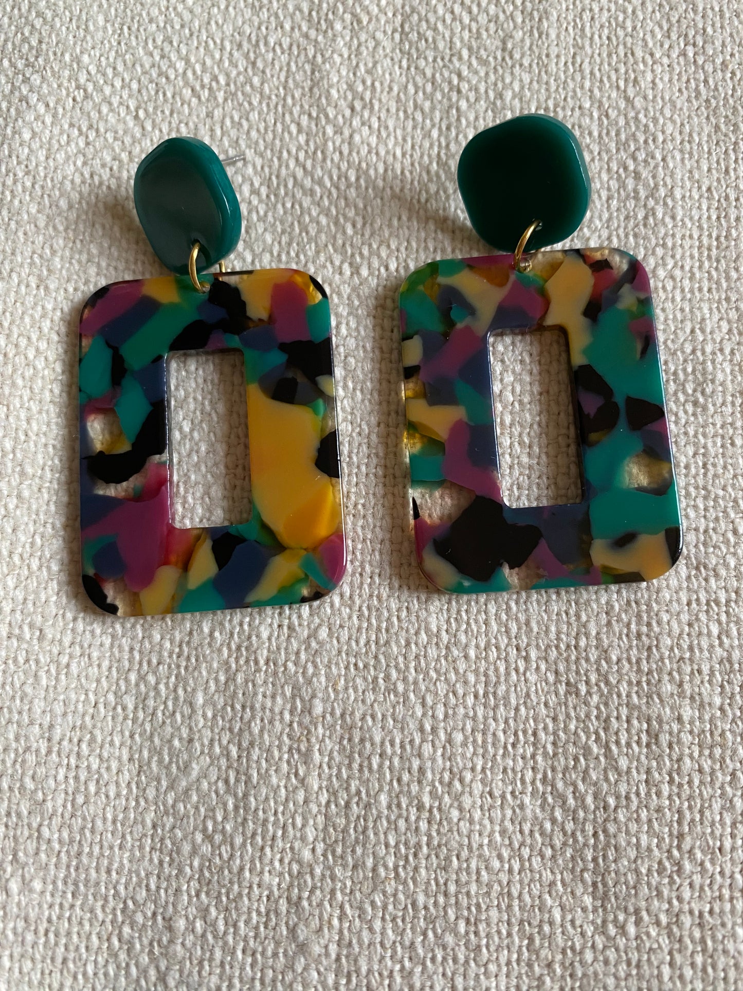 Boucles d'oreilles écaille de tortue vert