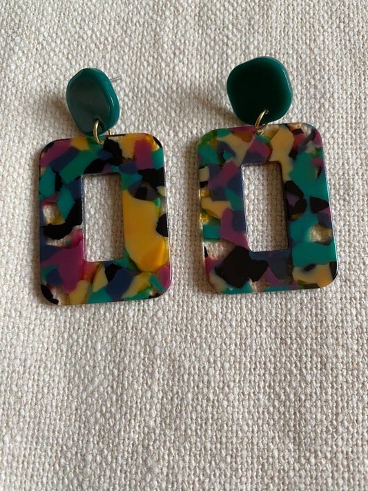 Boucles d'oreilles écaille de tortue vert