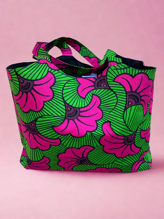 Sac Cabas Wax Rose et vert